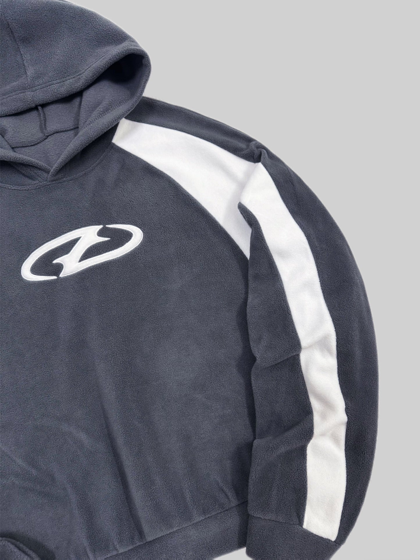 Sweat à Capuche Homme Bicolore Gris Anthracite Blanc Col Roulé Sportif Décontracté