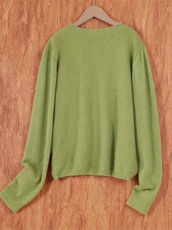 Einfarbiger Cardigan mit langen Ärmeln und Tasche