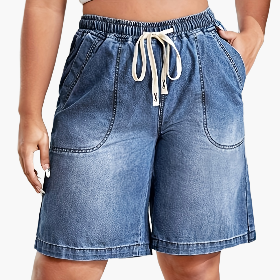 Lässige Bermuda-Shorts mit hoher Taille und Kordelzug für Damen – Urbaner Frühling-Sommer-Stil