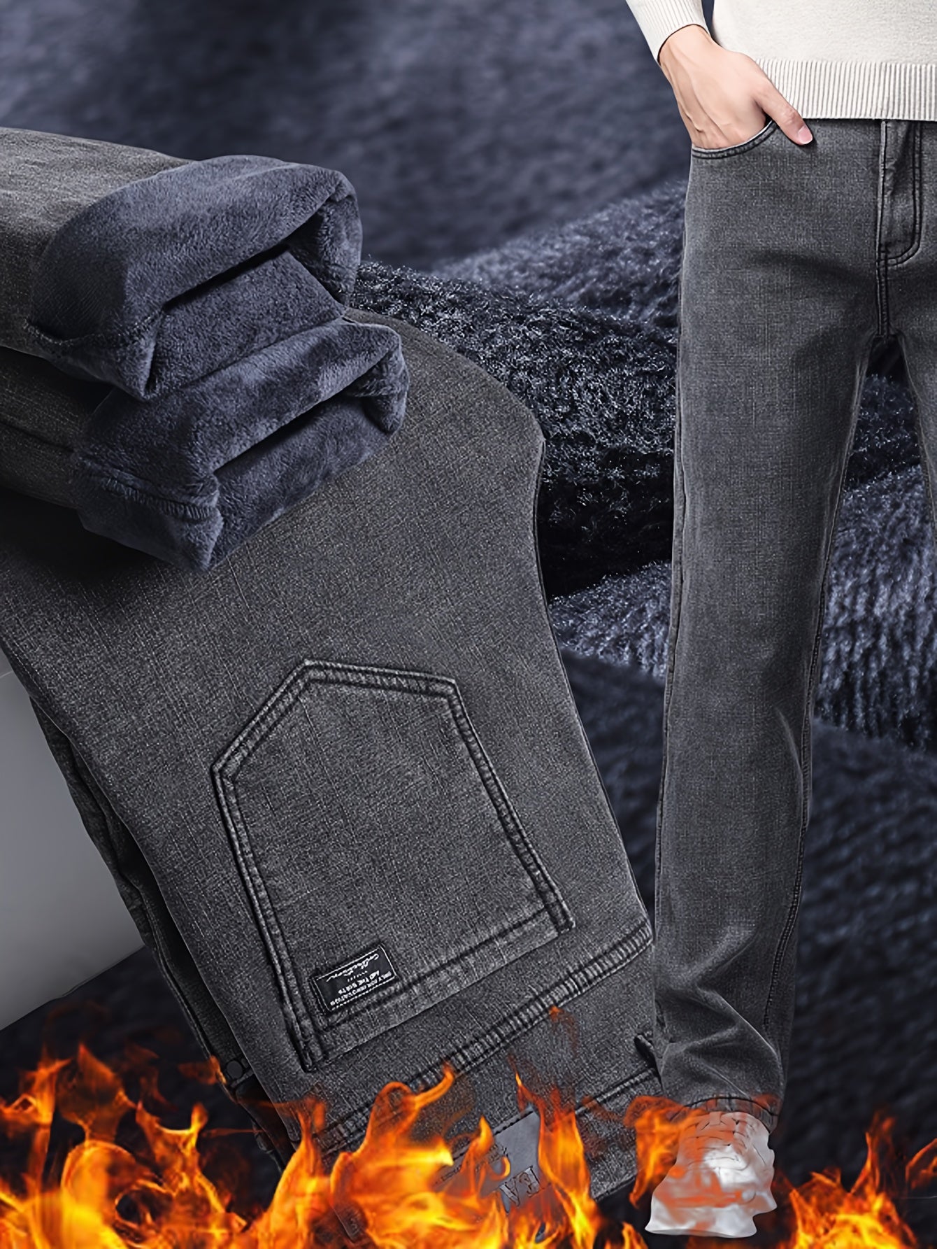 Jean homme gris foncé délavé style décontracté avec 5 poches