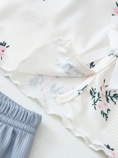 Pyjama Femme Ensemble 2 Pièces Style Floral Décontracté Été