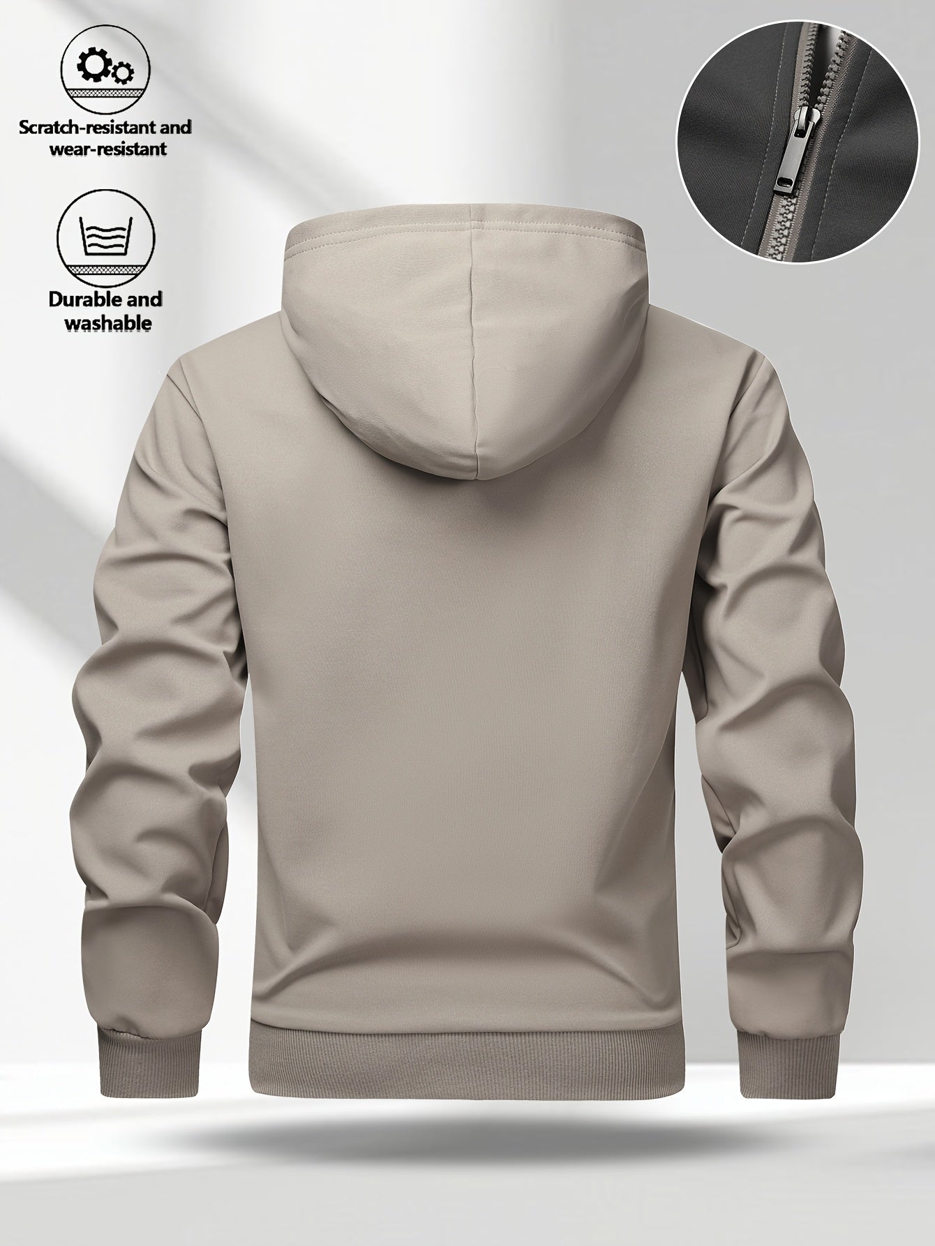 Sweat à capuche zippé bicolore pour homme avec poches latérales et cordon de serrage