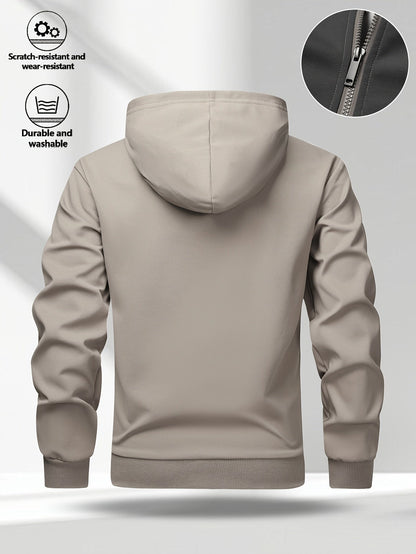 Sweat à capuche zippé bicolore pour homme avec poches latérales et cordon de serrage
