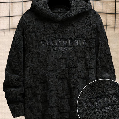 Sweat à capuche doux texturé en peluche pour homme avec motif « California Keynote »