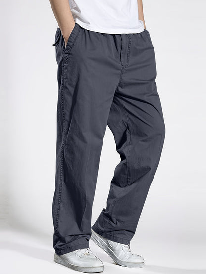 Pantalon décontracté à taille élastique homme, coupe ample, idéal pour loisirs et détente
