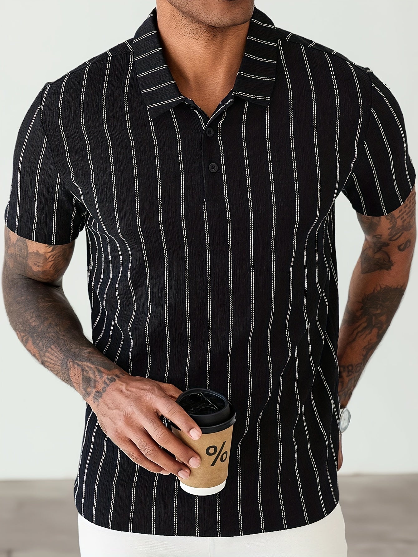 Polo à rayures verticales pour homme, style moderne et polyvalent
