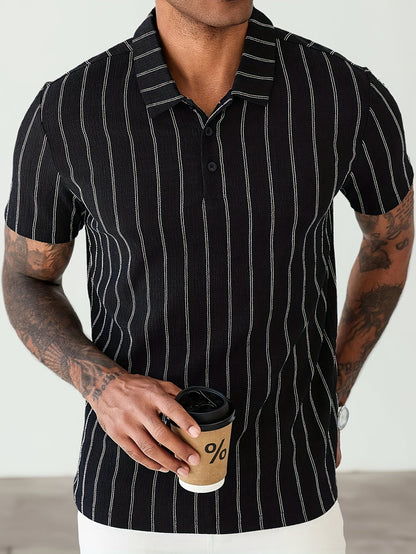 Polo à rayures verticales pour homme, style moderne et polyvalent