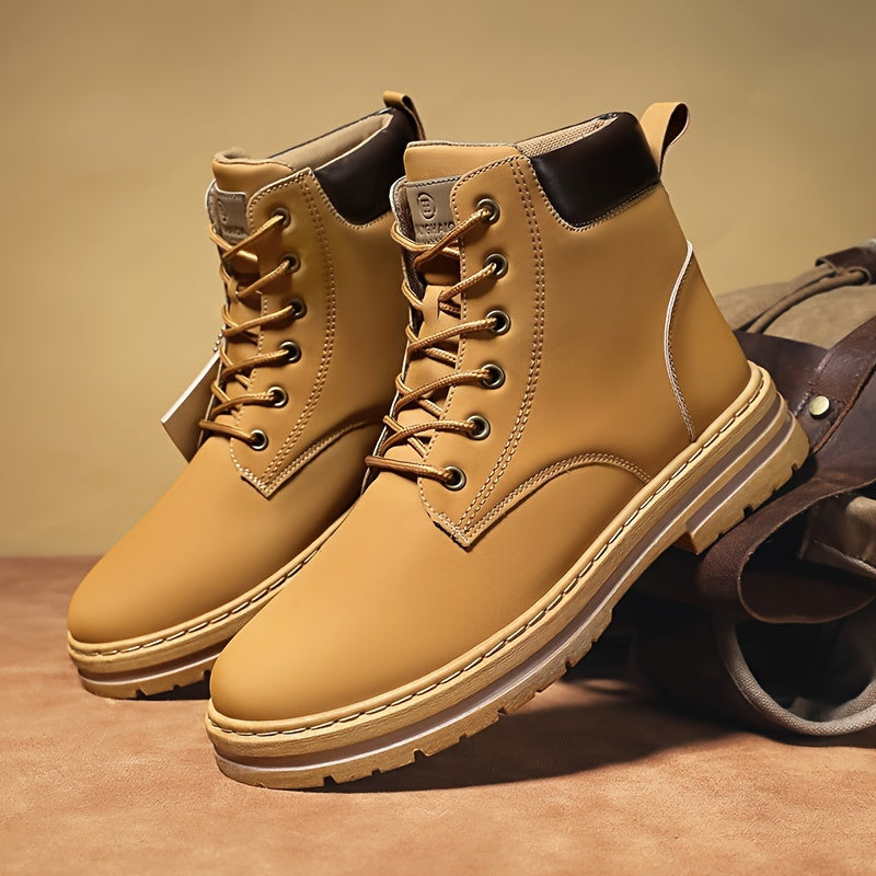 Bottes montantes homme lacets semelle contrastée style décontracté