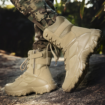 Bottes tactiques homme à lacets, couleur kaki ou noire, robustes, pour extérieur