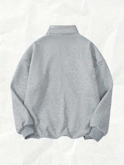 Sweat-shirt col zippé brodé Brooklyn à manches longues pour femme