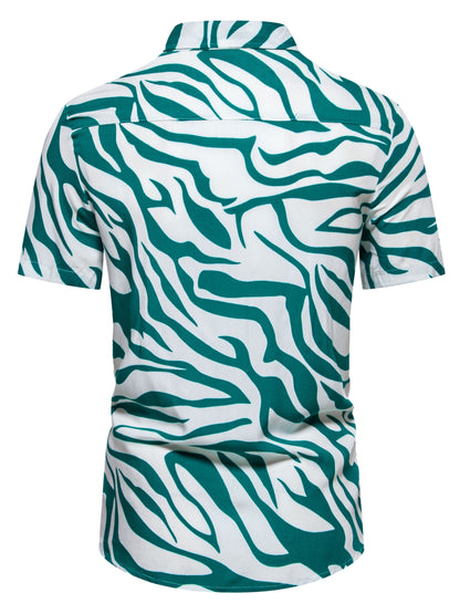Camicia uomo a maniche corte stile resort con motivo zebrato di tendenza per l'estate