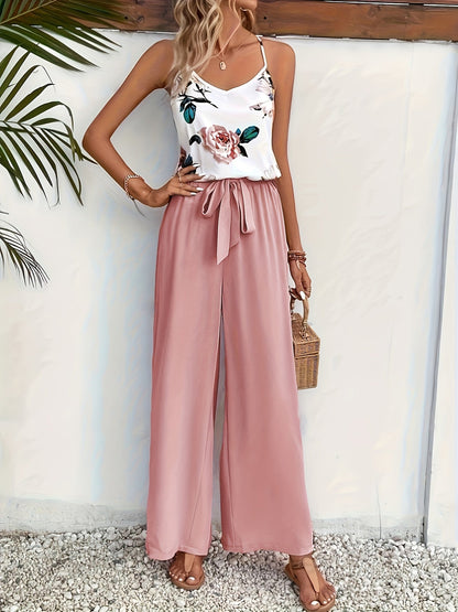 Combinaison élégante femme à imprimé floral style décontracté été
