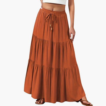 Casual lange rok met volant voor dames, elastische taille, ideaal voor zomer en strand
