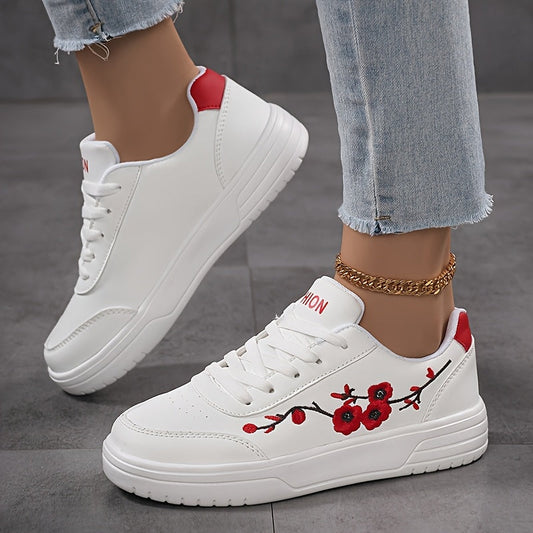 Baskets décontractées pour femme style élégant broderie florale usage quotidien