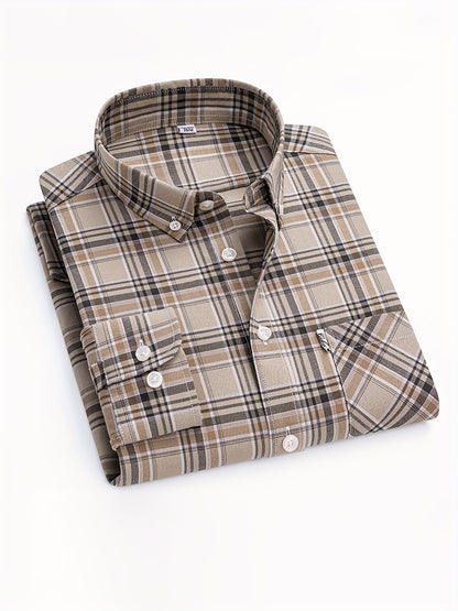 Chemise décontractée à carreaux pour homme, style week-end, manches longues, coupe régulière