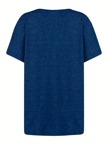 T-shirt femme col asymétrique à boutons style décontracté chic pour loisirs ou sorties