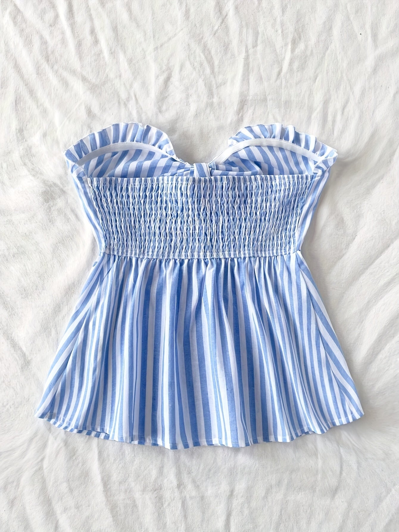 Striped tied-front bustier top casual style for women