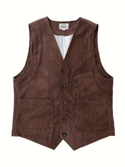 Gilet Homme Élégant Style Vintage Décontracté pour Travail et Loisirs