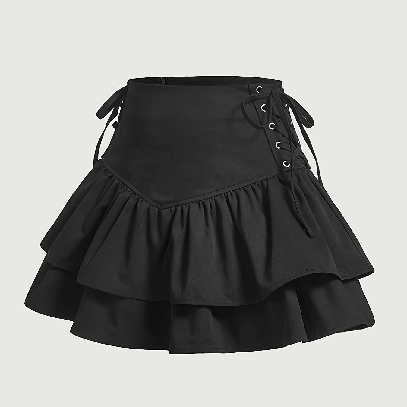 Falda femenina gótica elegante con volantes y corsé con cordones para fiestas y atuendos alternativos