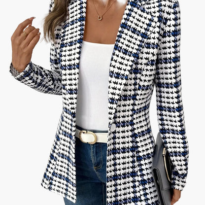 Blazer femme élégant à carreaux style bureau pour le printemps