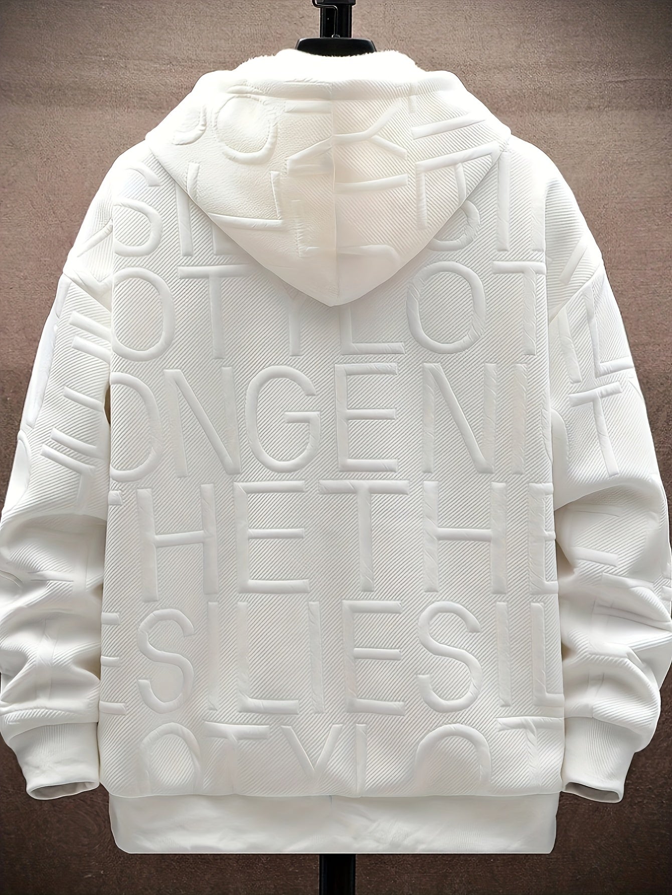 Veste à capuche doublée polaire Homme Noir motif texturé zippée