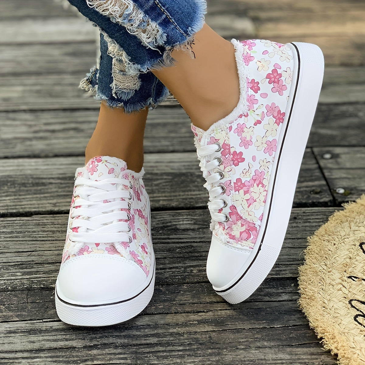Baskets décontractées femme style floral tendance pour usage quotidien