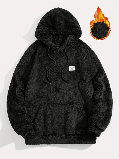 Sweat à Capuche Molletonné Chaud avec Cordon de Serrage et Poche Kangourou
