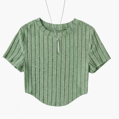 T-shirt Femme Style Décontracté à Manches Courtes Col Rond – Idéal pour l'Été et les Loisirs