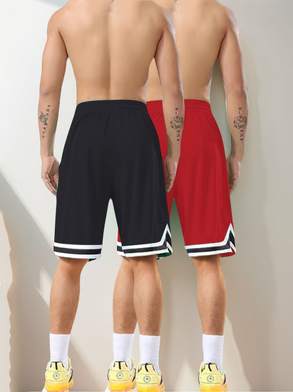Lässige Herren Basketball-Sportshorts, 2er-Pack, mit Kordelzug, ideal für Training und Alltag