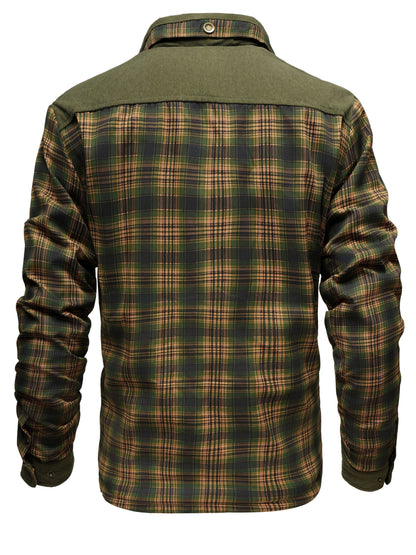 Veste Chemise Homme Carreaux Vert Doublée Molletonnée Chaude