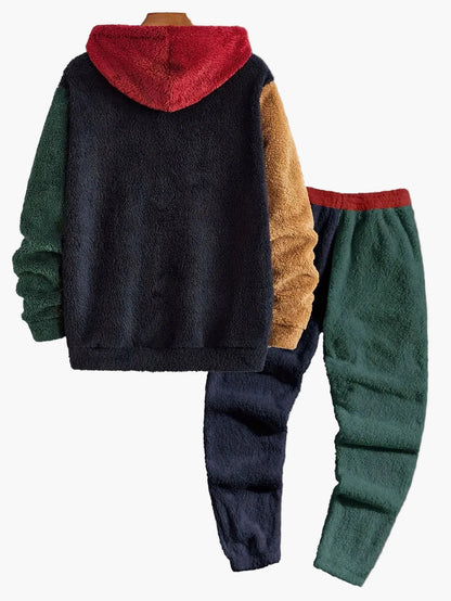 Avslappnat herrset med huva i fleece-stil för höst och vinter