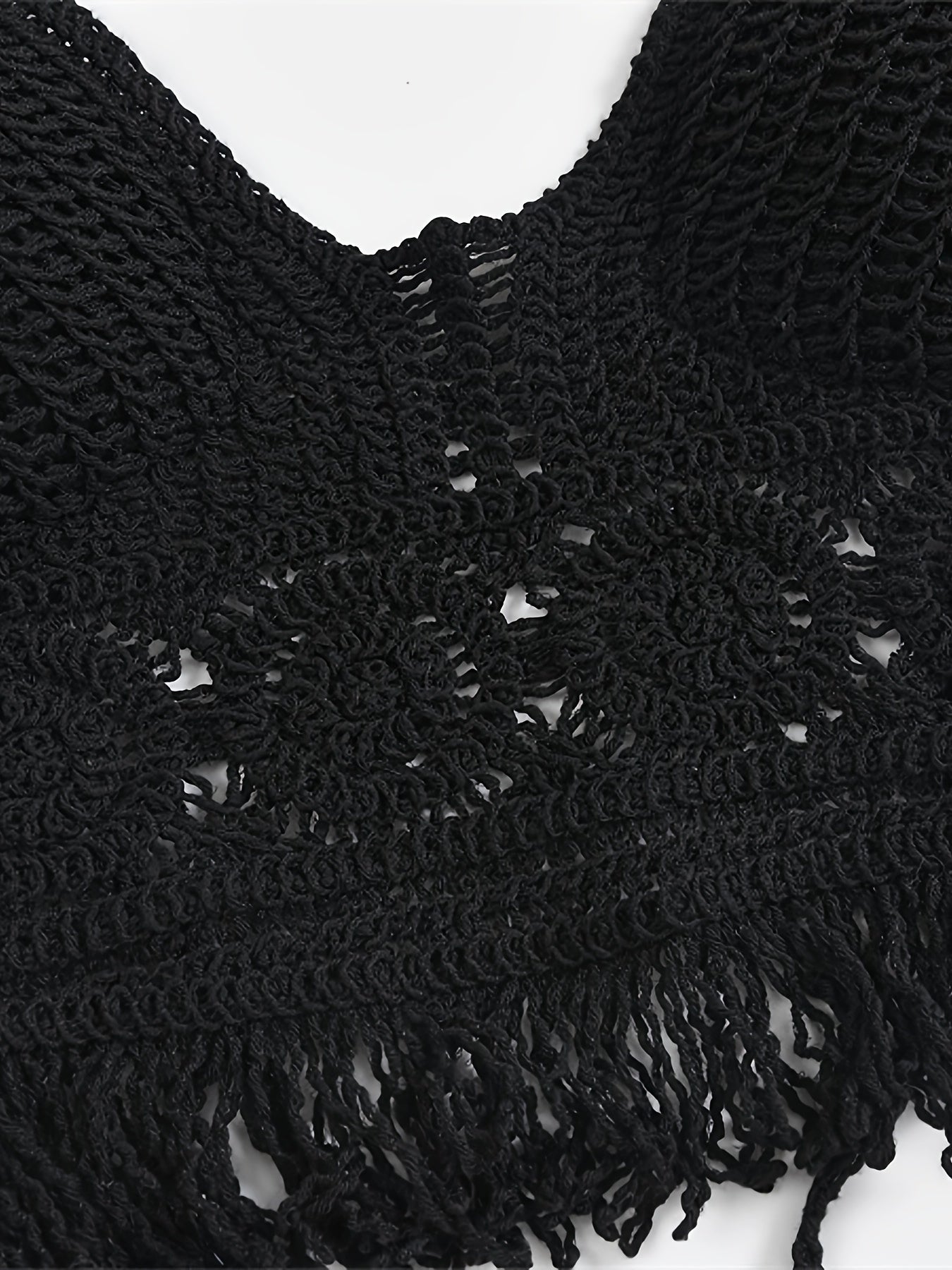 Top corto bohemio para atar para mujer estilo festival con detalles calados y flecos