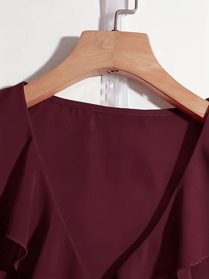 Elegant Women's Blouse with Ruffles Romantic Style for Office and Evening