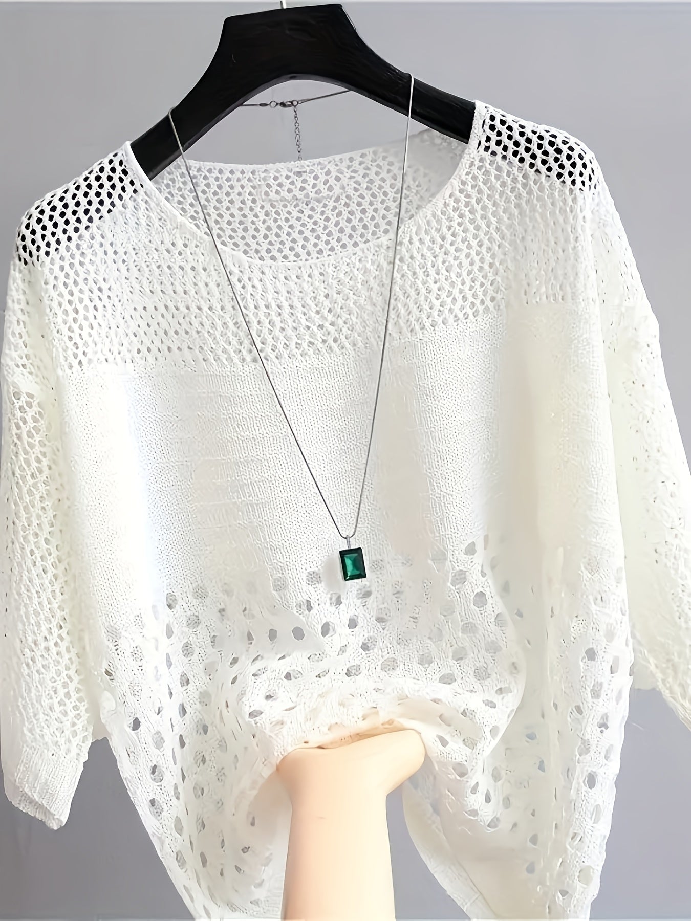 Dames top Boheemse stijl Casual met opengewerkte chique breisels