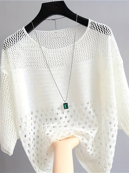Dames top Boheemse stijl Casual met opengewerkte chique breisels
