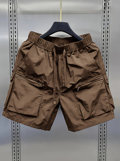 Short cargo décontracté pour homme avec poches zippées style urbain