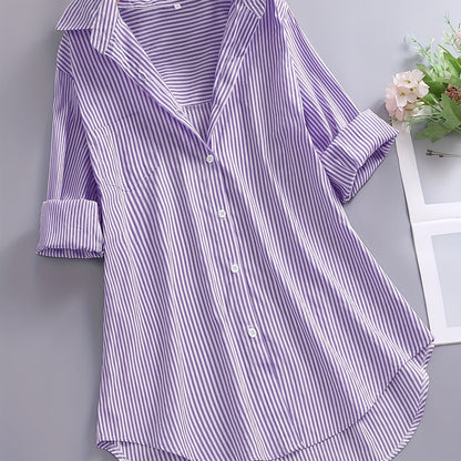 Loose striped shirt for women – Casual style for office or leisure