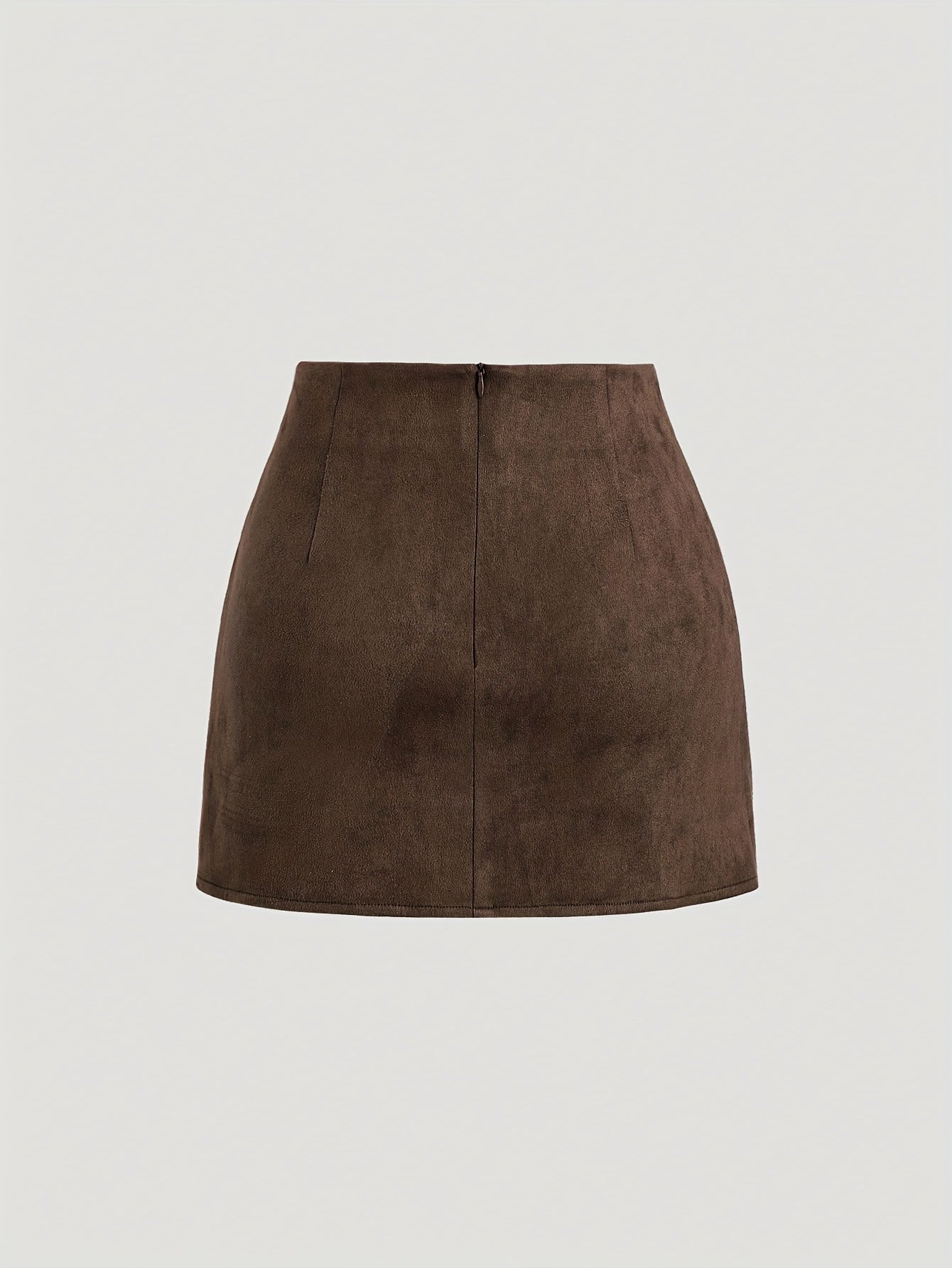 Mini-jupe plissée femme effet suédine marron foncé, camel et noir