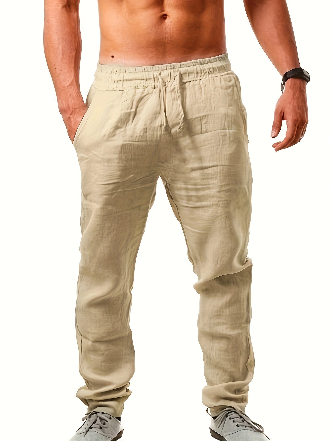 Pantalon décontracté homme style jogging à jambes droites pour l'été