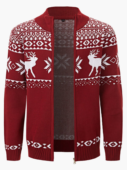 Cardigan para hombre estilo nórdico con motivo de reno para el invierno, casual y festivo