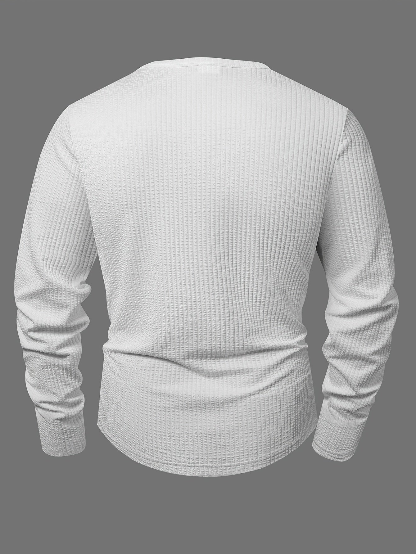 Haut décontracté texturé pour homme à manches longues col Henley