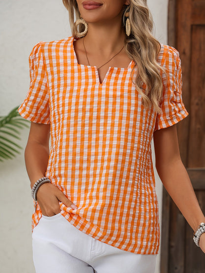 Blouse à carreaux vichy style élégant pour femme - idéale pour le printemps et l'été