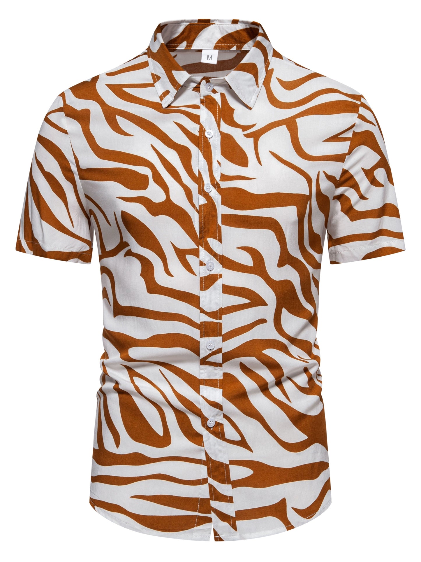 Camicia uomo a maniche corte stile resort con motivo zebrato di tendenza per l'estate