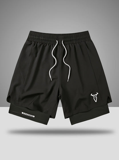 Short de sport homme entraînement double couche style moderne pour fitness et course à pied