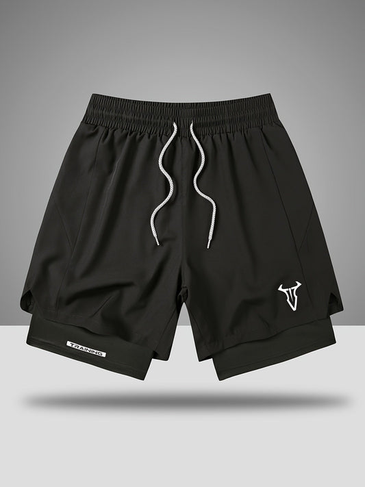 Short de sport homme entraînement double couche style moderne pour fitness et course à pied