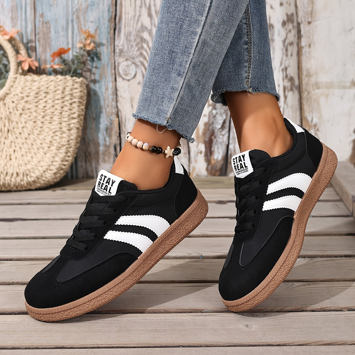 Baskets décontractées pour femme style rétro – Sneakers urbaines tendance