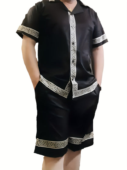 Męski zestaw casual z geometrycznym wzorem – Elegancki styl letni