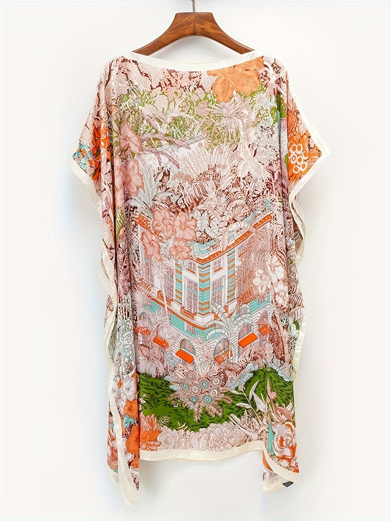 Tunique de plage bohème femme style asymétrique imprimé floral chic vacances