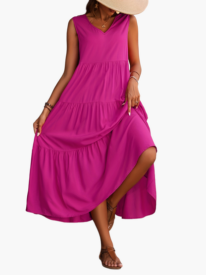 Elegante lange damesjurk met volant in casual stijl voor de zomer
