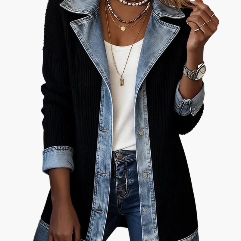 Veste blazer élégante pour femme style urbain chic à revers contrastés